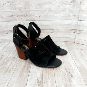 NWOT Studio Isola black suede peep toe